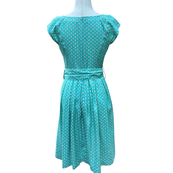 Vintage Souleiado Silk Dress Teal Paisley Print Cap Sleeve French 38 Medium 8/10 - Picture 7 of 14